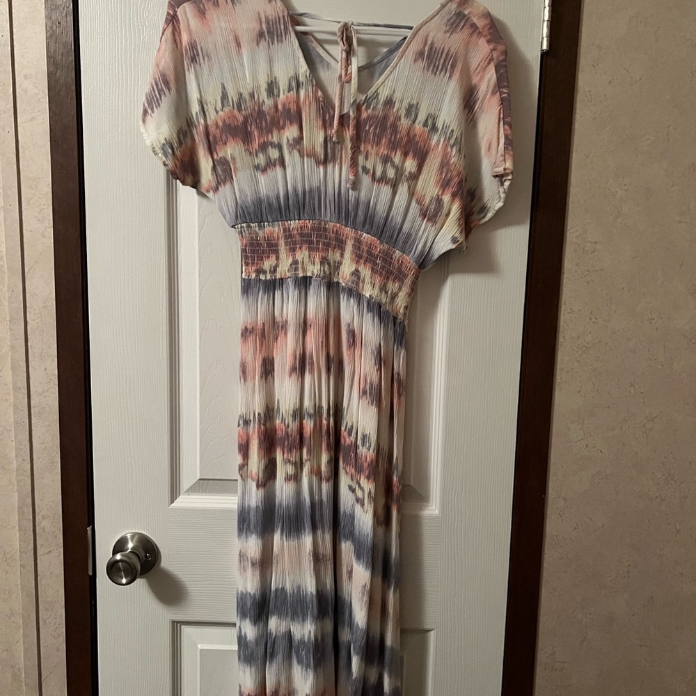 Elegant Multicolor Tie-Dye Maxi Dress